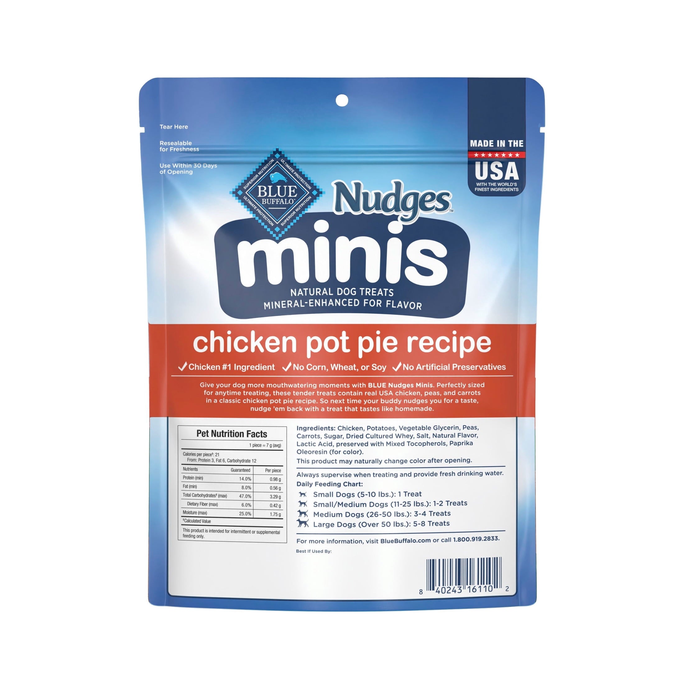 Blue Buffalo Nudges - Mini Dog Treats, Chicken Pot Pie Recipe, 12oz Bag