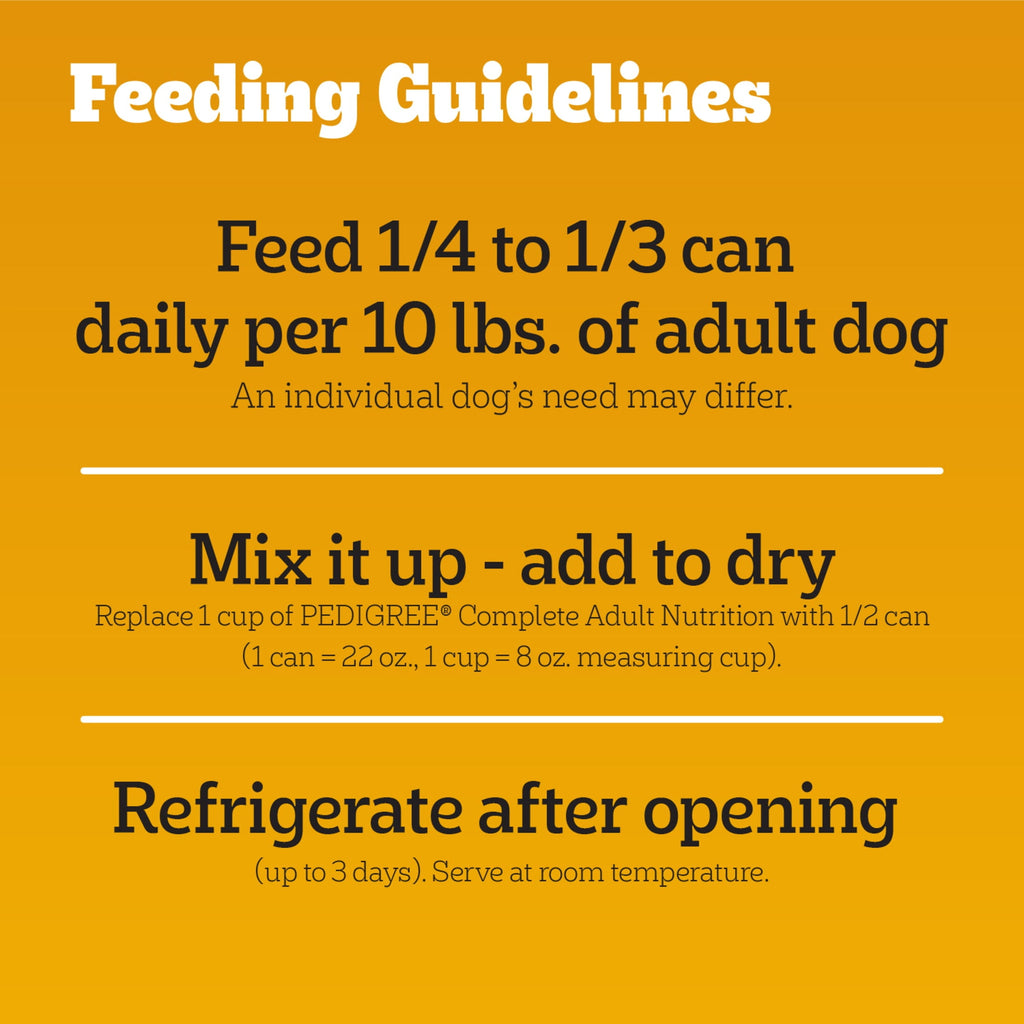 Pedigree Chopped Ground Dinner Soft Wet Dog Food With Beef - Canned Dog Food, 22 oz. Cans, 12 Count - 6-Pack