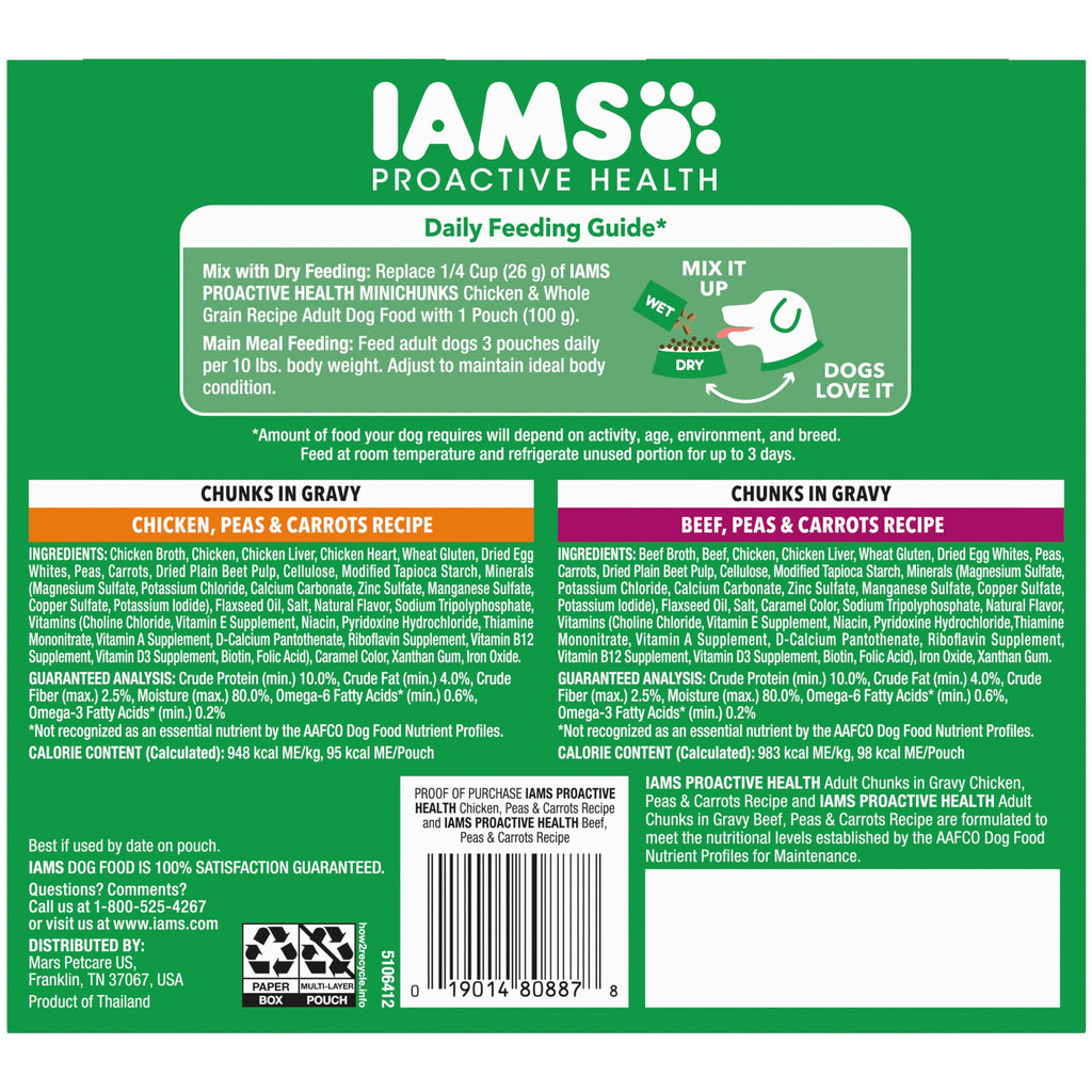 IAMS Proactive Health Core Pouch - 8 Count (4 x Chicken - 4 x Beef)