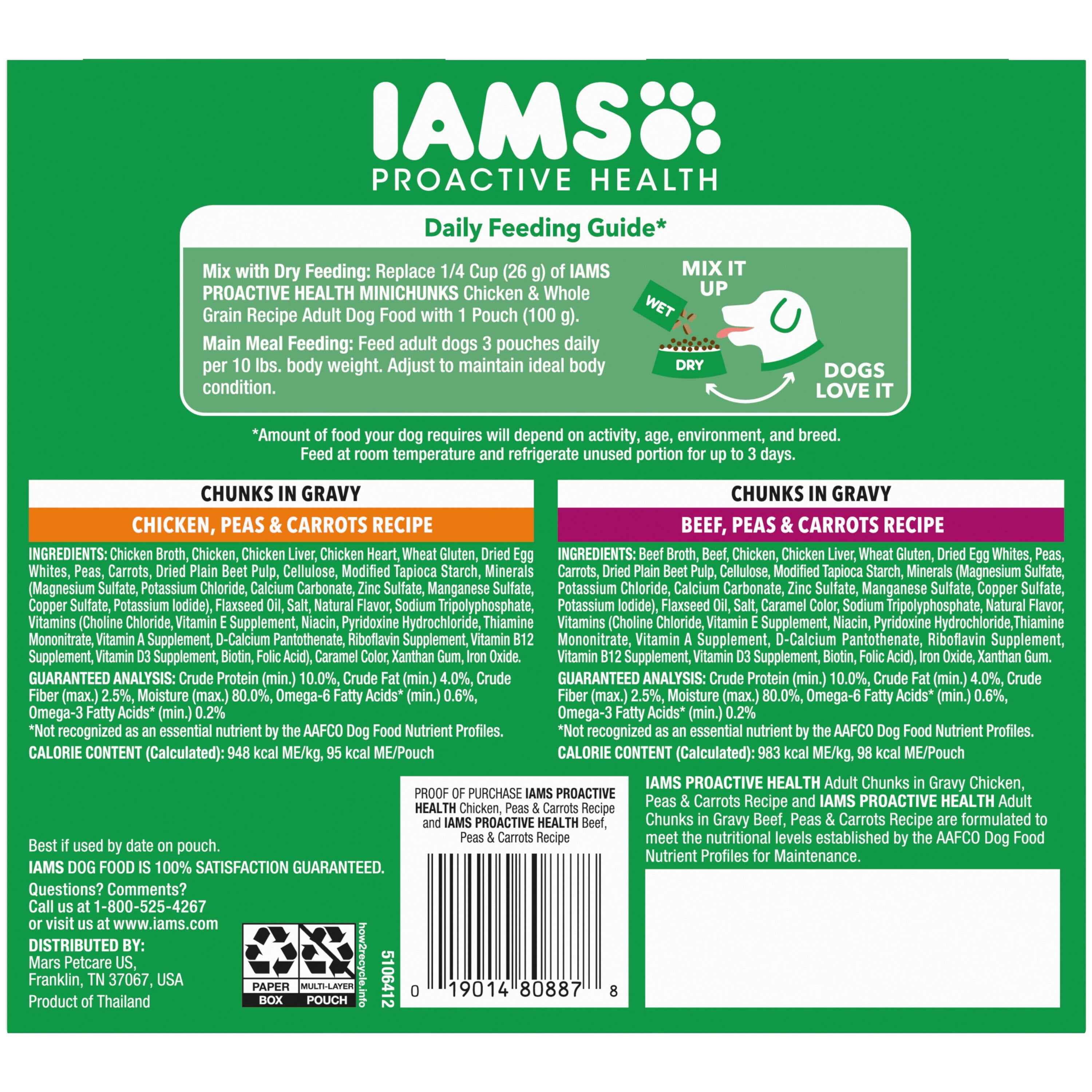 IAMS Proactive Health Core Pouch - 8 Count (4 x Chicken - 4 x Beef)