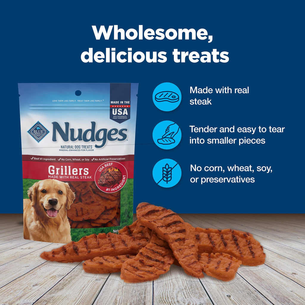 Blue Buffalo Nudges Grillers Natural Dog Treats Made with Real Steak - 5-oz. Bag