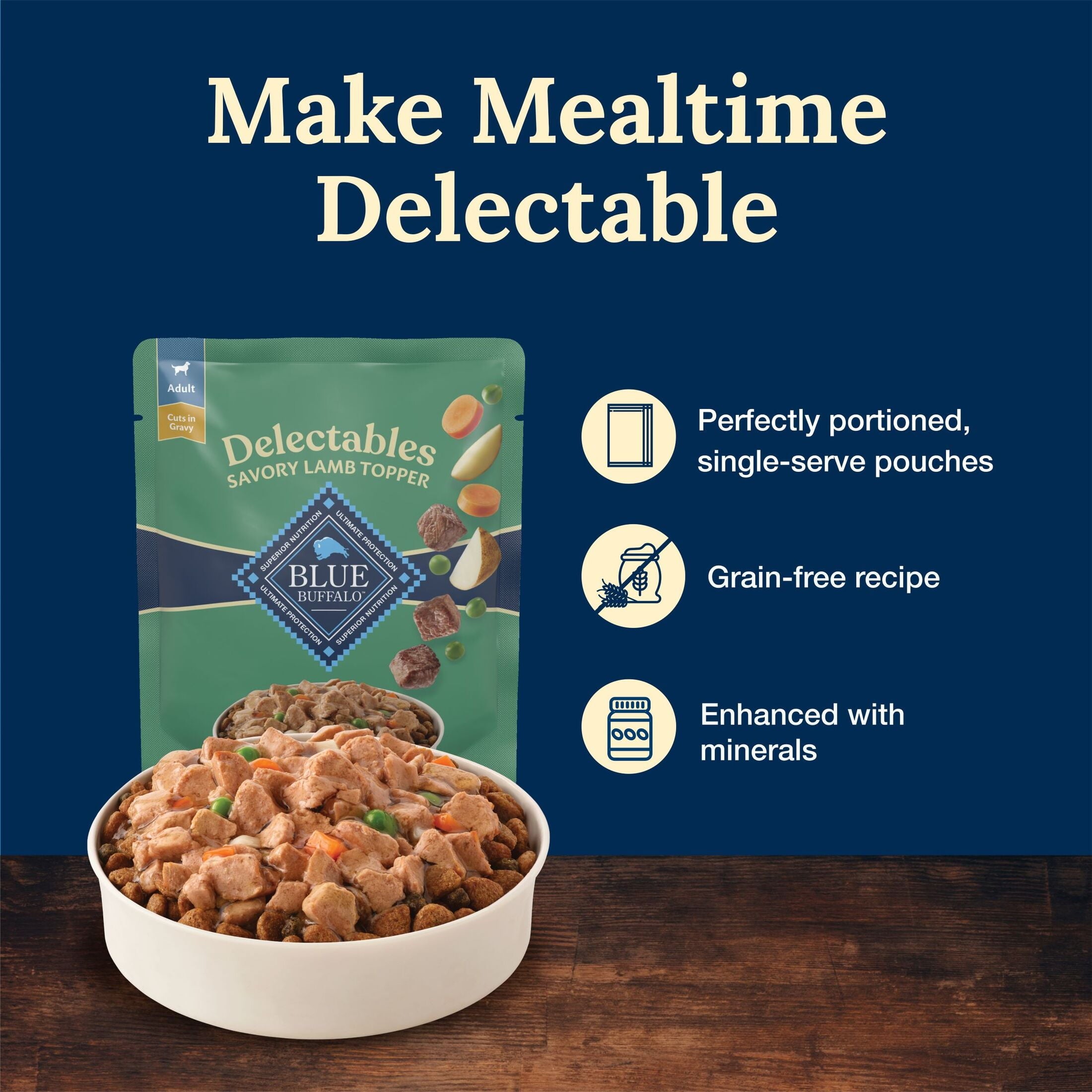 Blue Buffalo Delectables Natural Wet Dog Food Topper - Lamb Dinner 3oz - 6-Pack