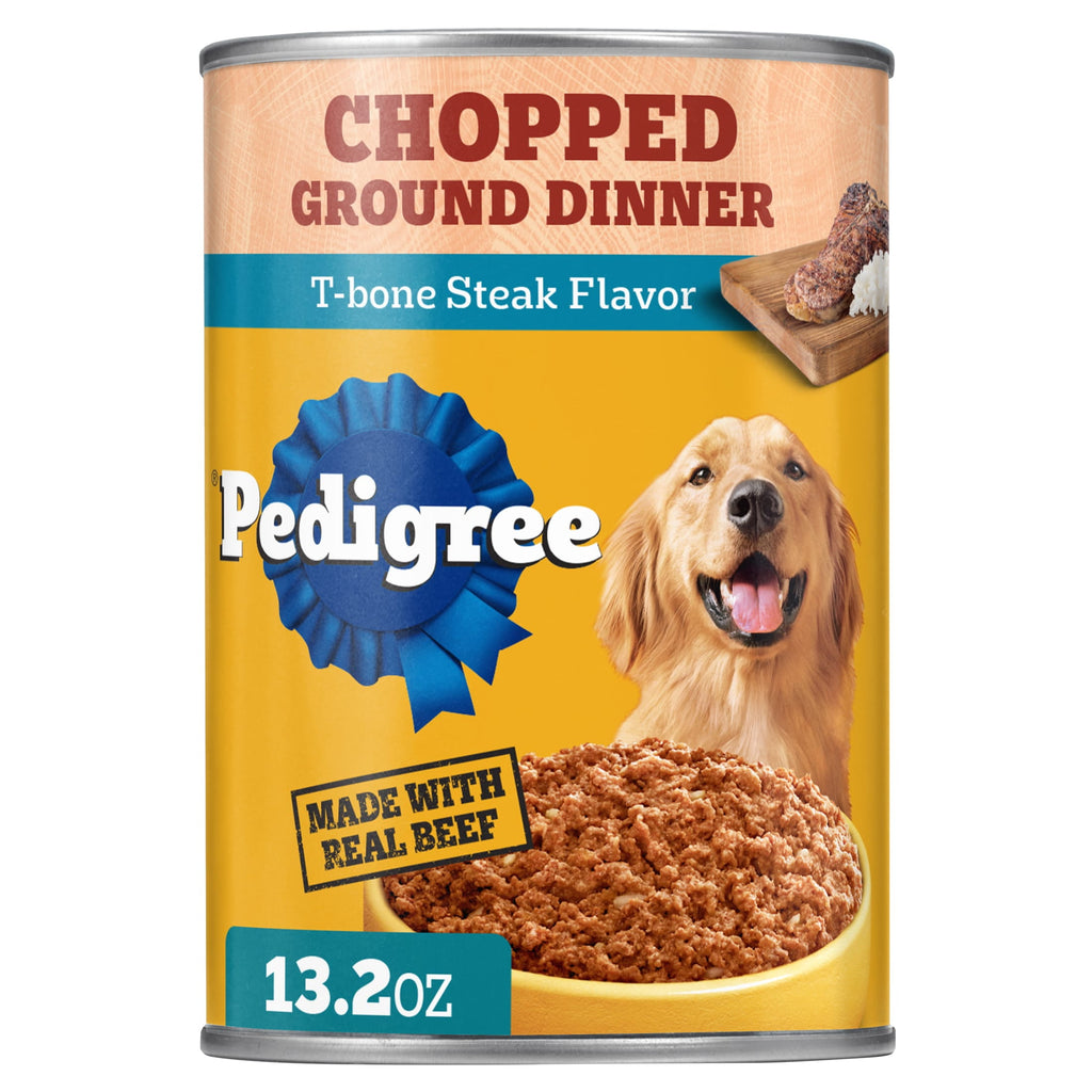 Pedigree Chopped Ground Dinner T-Bone Steak Flavor Adult Wet Dog Food - (12) 13.2 Oz Cans - 12-Pack