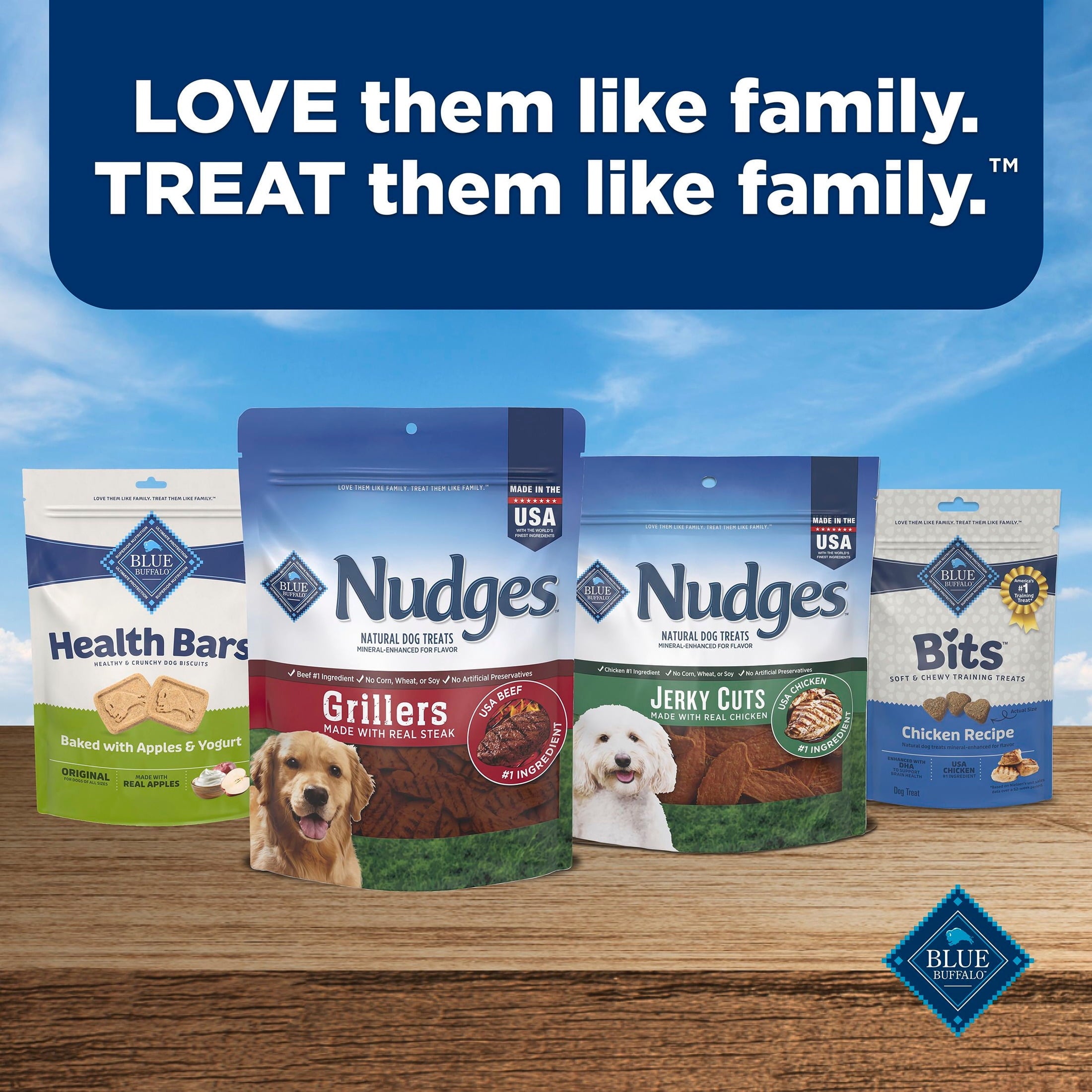 Blue Buffalo Nudges Grillers - Natural Dog Treats, Steak, 12oz Bag
