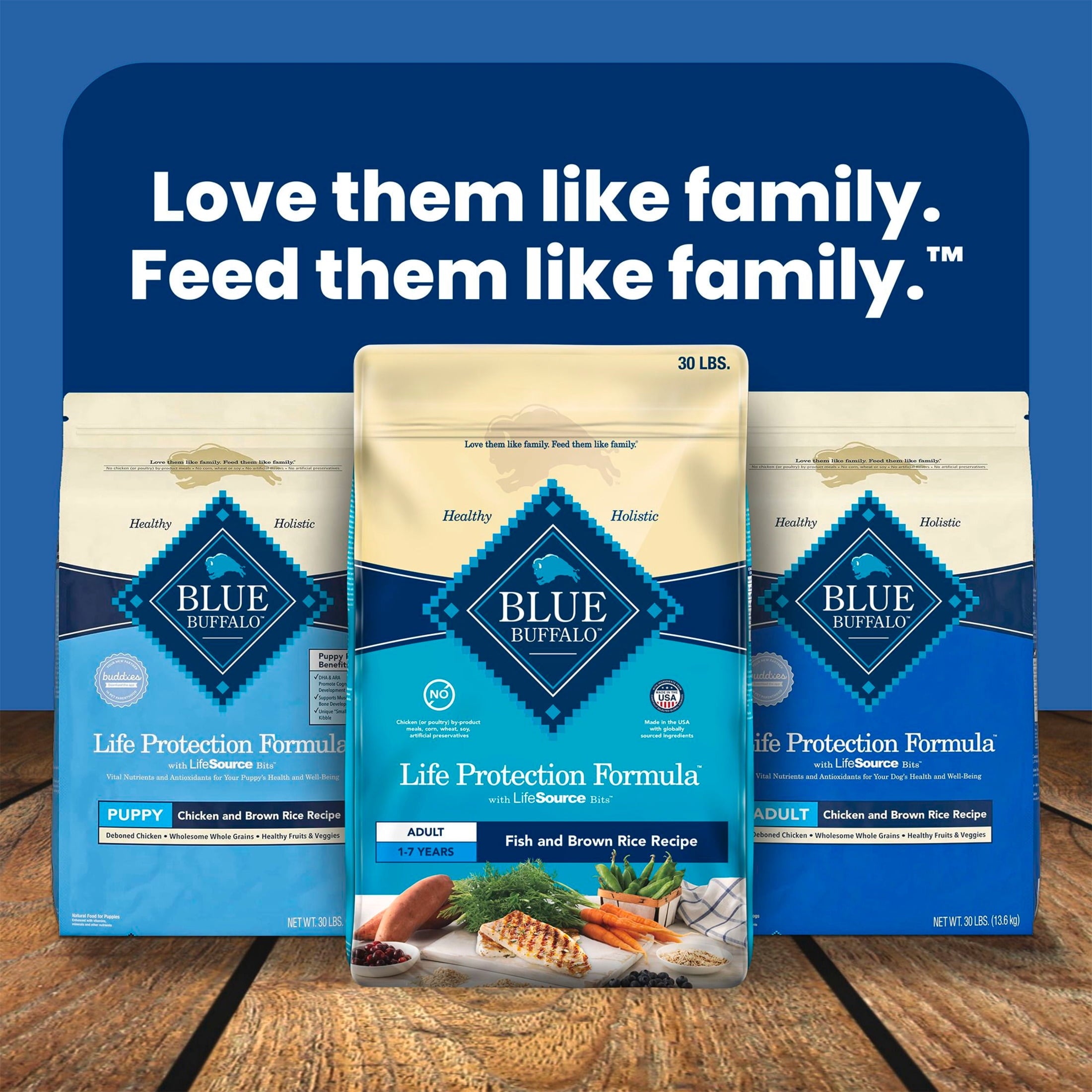 Blue Buffalo Life Protection Formula Adult Dry Dog Food - Fish & Brown Rice, 30lb Bag