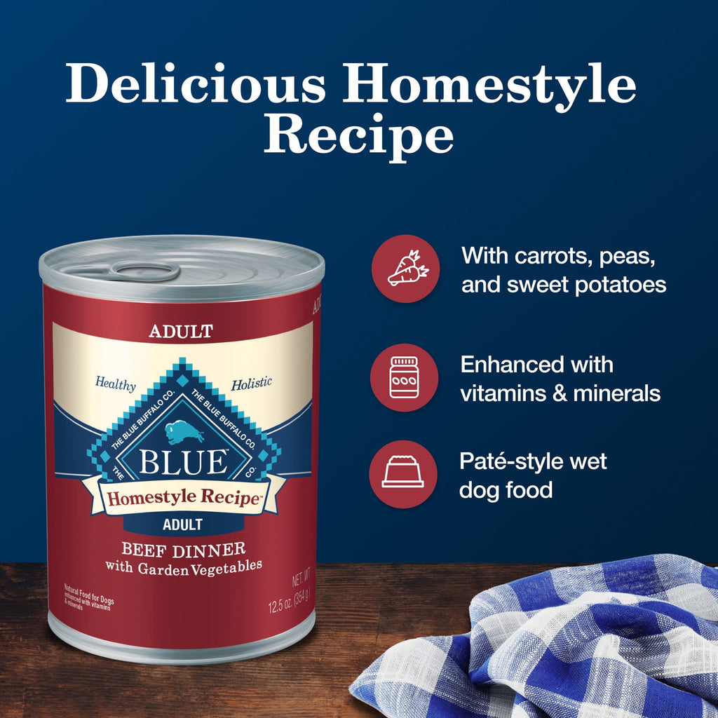 Blue Buffalo Homestyle Recipe Adult Wet Dog Food - Beef Dinner, 12.5-oz. Can - 6-Pack