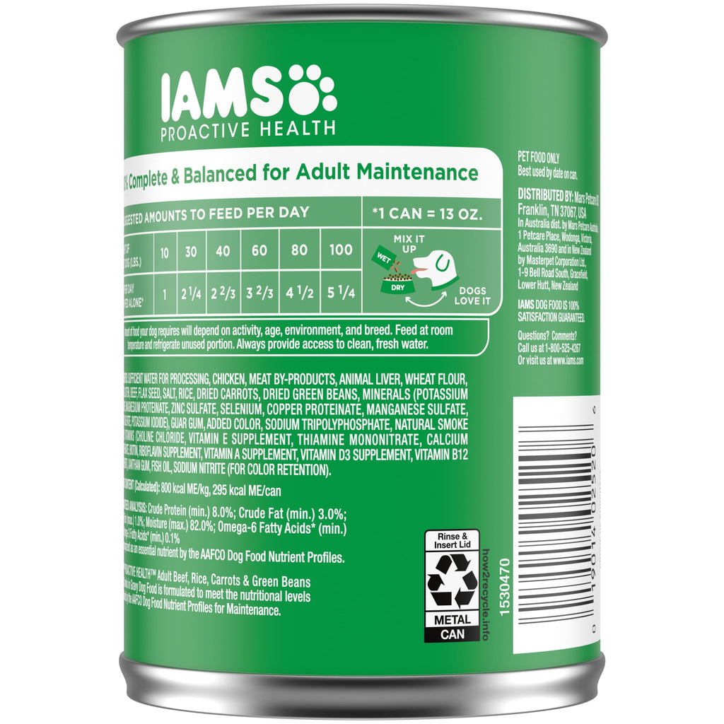 Iams Proactive Health Beef - Rice, Carrots, And Green Beans Gravy Wet Dog Food, 13 Oz Can - 6-Pack