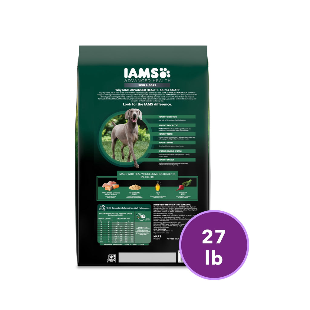 IAMS Advanced Health Skin & Coat Adult Dog Food Dry Chicken & Salmon Recipe - 27 lb