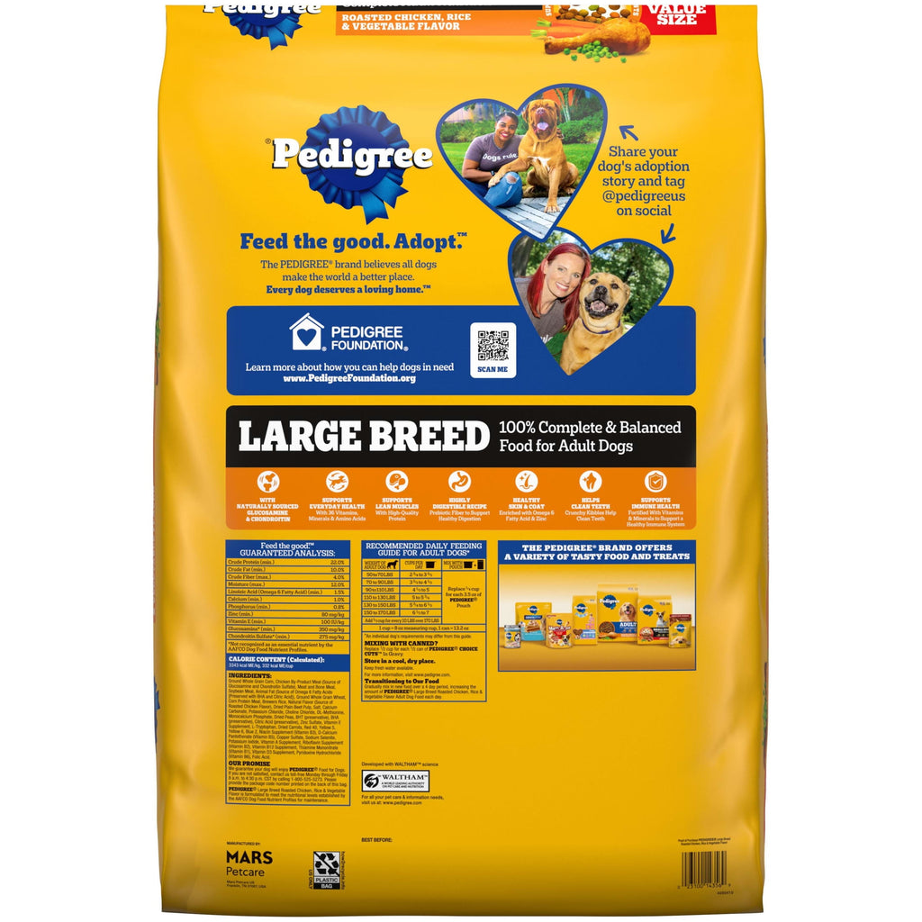 Pedigree Large Breed - Roasted Chicken, Rice and Vegetable Flavor Dry Dog Food, 40 lb Bag
