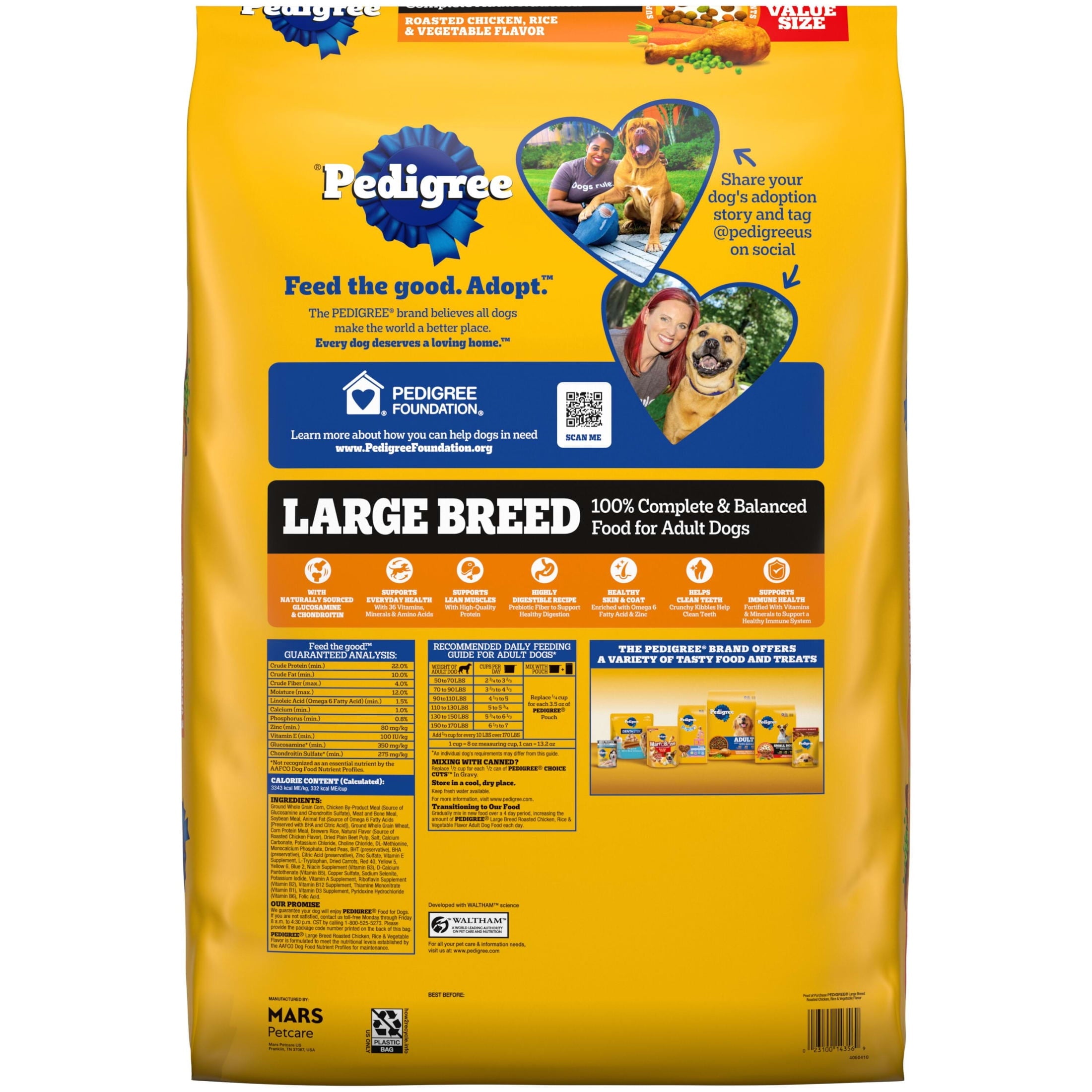 Pedigree Large Breed - Roasted Chicken, Rice and Vegetable Flavor Dry Dog Food, 40 lb Bag