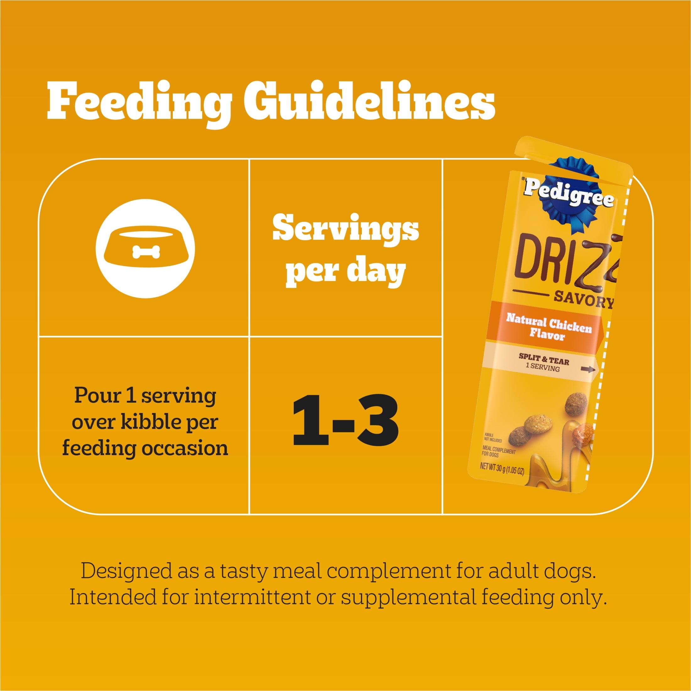 Pedigree Drizzlers Savory Sauce Natural Chicken Flavor - 60g Twin Pouch (22 Count, 48 Servings Total)