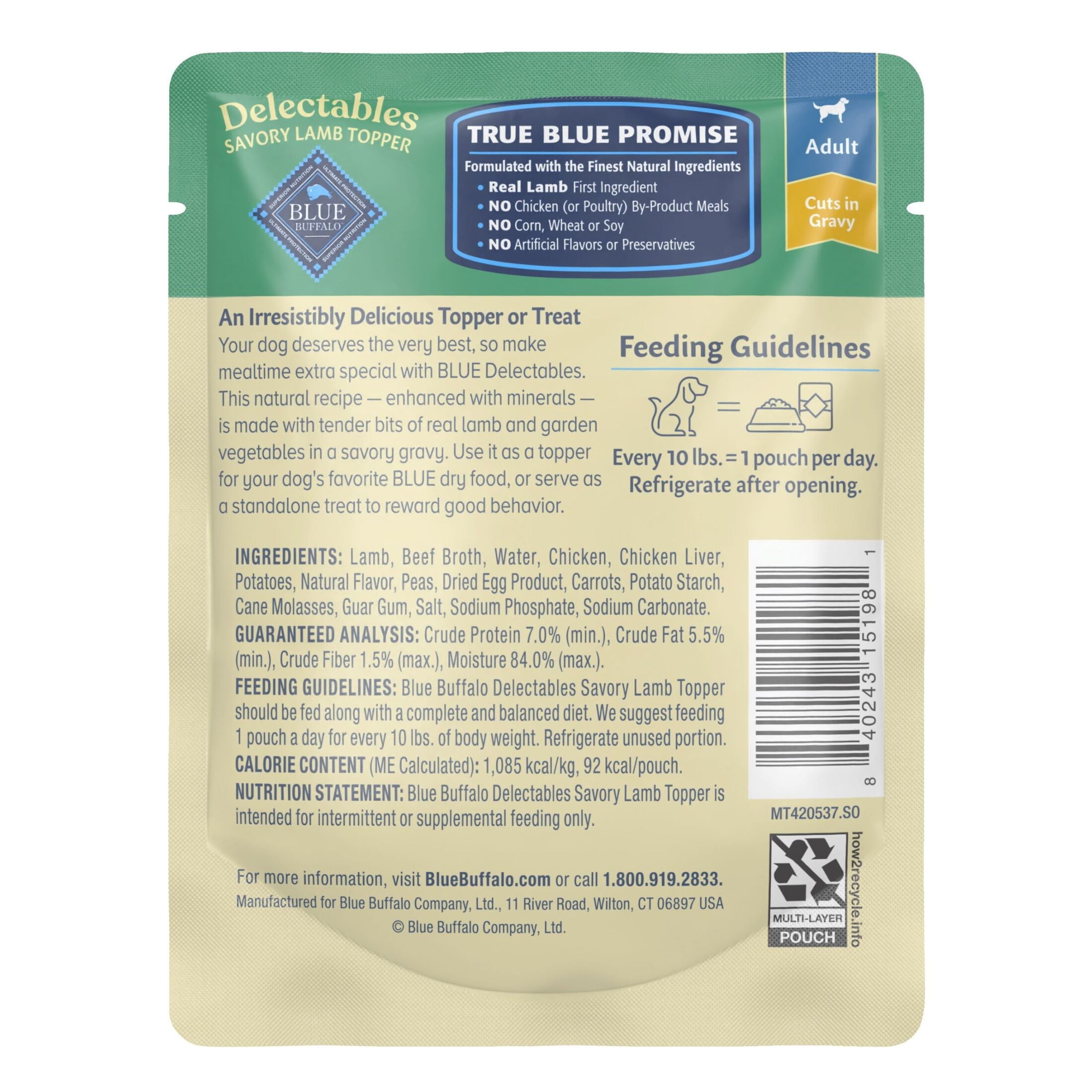 Blue Buffalo Delectables Natural Wet Dog Food Topper - Lamb Dinner 3oz - 6-Pack