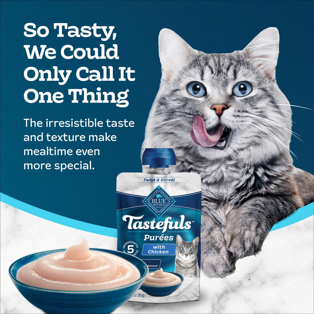 Blue Buffalo Tastefuls Adult Cat Natural Purees - Salmon 3-oz Resealable Twist Cap Pouch