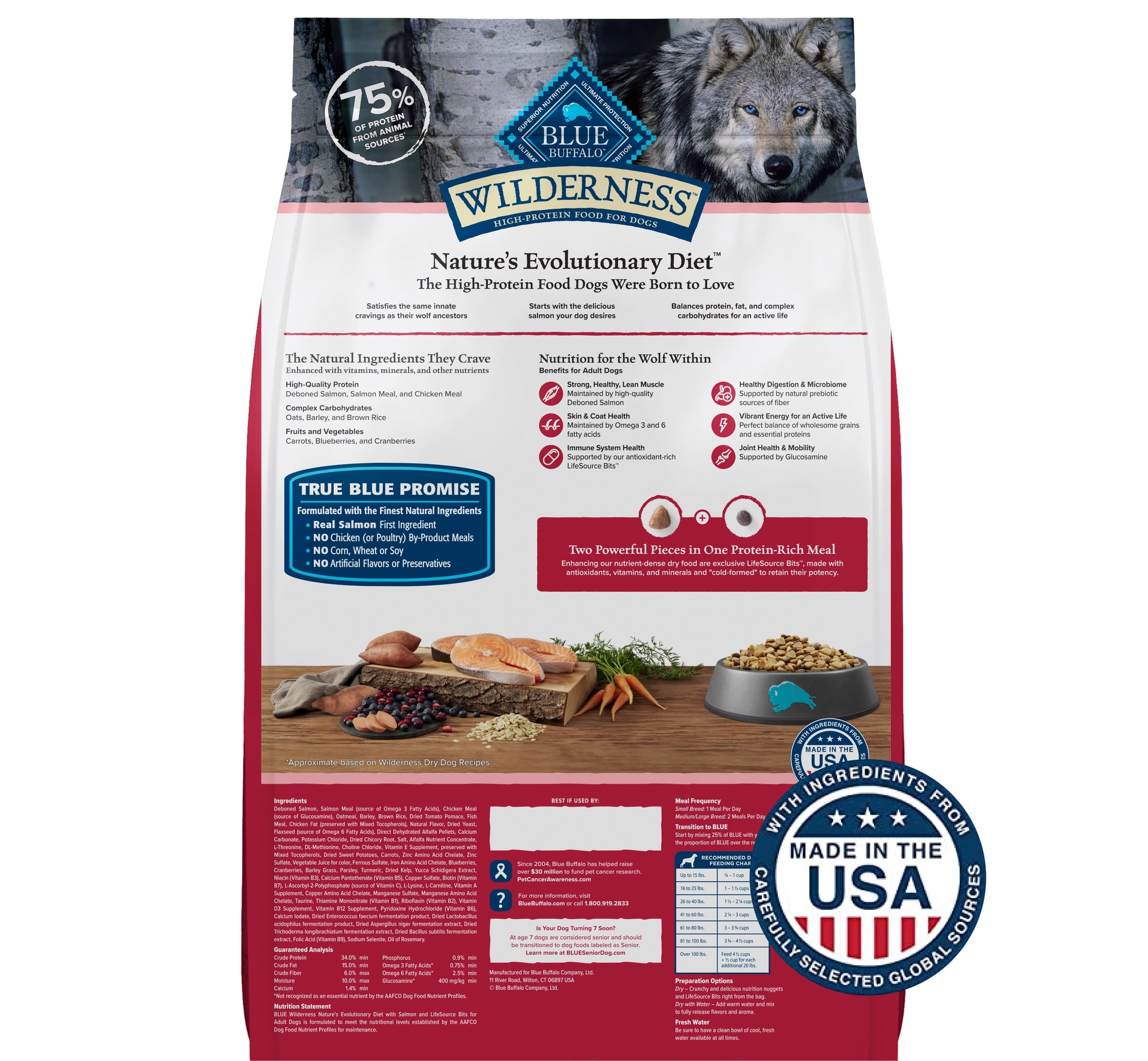 Blue Buffalo Wilderness Natural High-Protein Adult Dog Dry Food - Salmon Recipe, 13-lb.