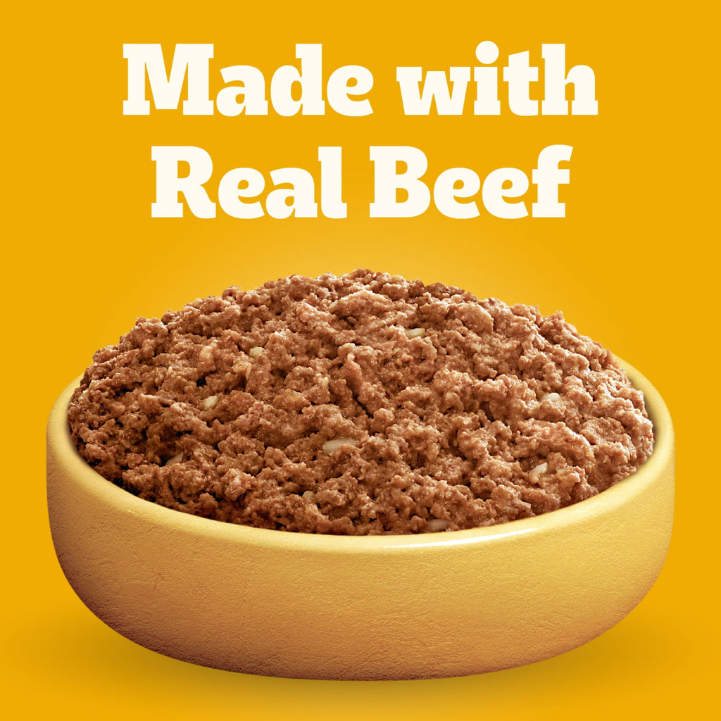 Pedigree Chopped Ground Dinner Beef - Bacon & Cheese Flavors Adult Soft Wet Dog Food, 3.5 Oz Pouches - 4-Pack