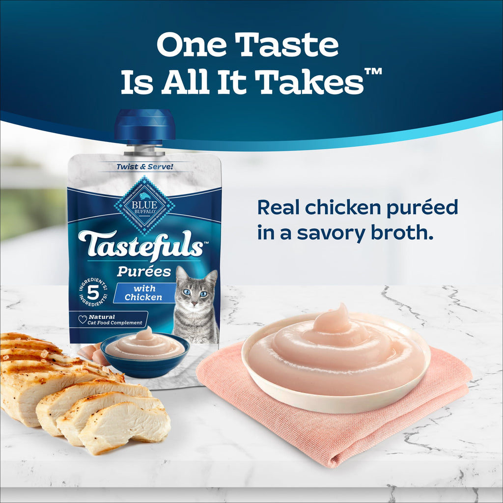 Blue Buffalo Tastefuls Adult Cat Natural Purees - Salmon 3-oz Resealable Twist Cap Pouch