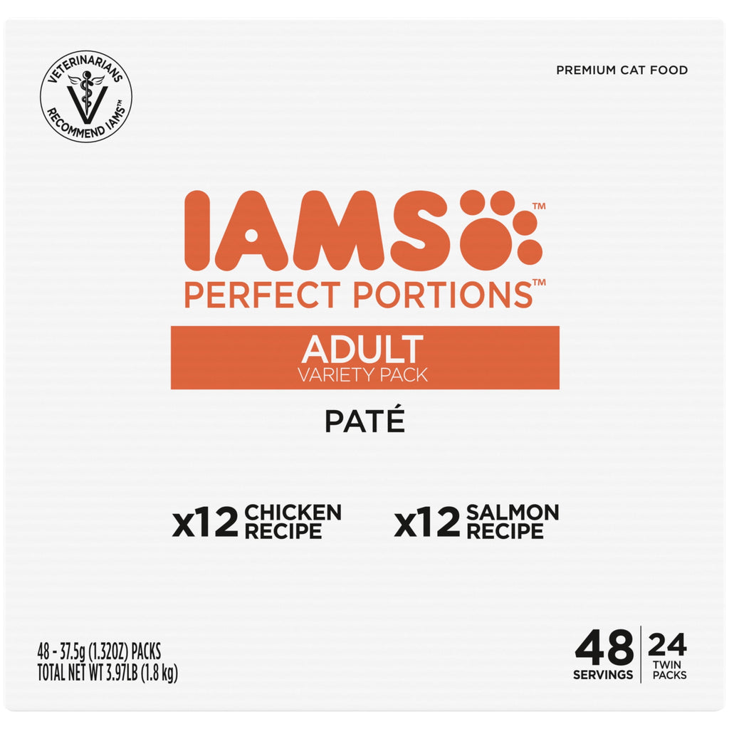 Iams Perfect Portions Healthy Adult Pate Wet Cat Food - Variety Recipe, 2.6 Oz Twin-Pack Trays24 Ct