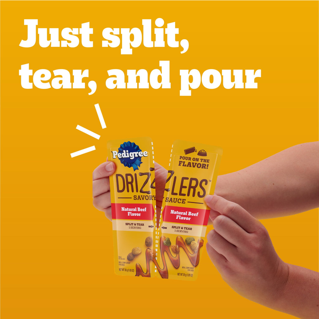 Pedigree Drizzlers Savory Sauce Natural Beef Flavor - 60g Twin Pouch (1 Count, 2 Servings Total)