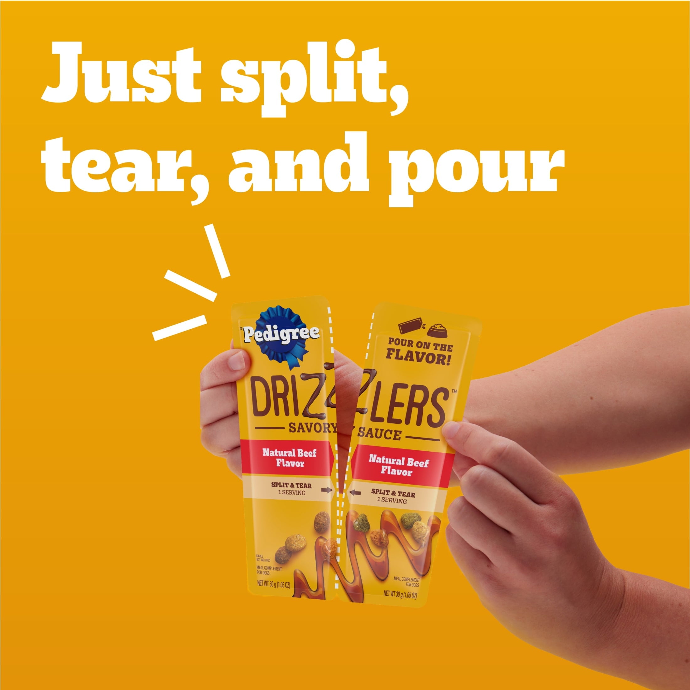 Pedigree Drizzlers Savory Sauce Natural Beef Flavor - 60g Twin Pouch (1 Count, 2 Servings Total)