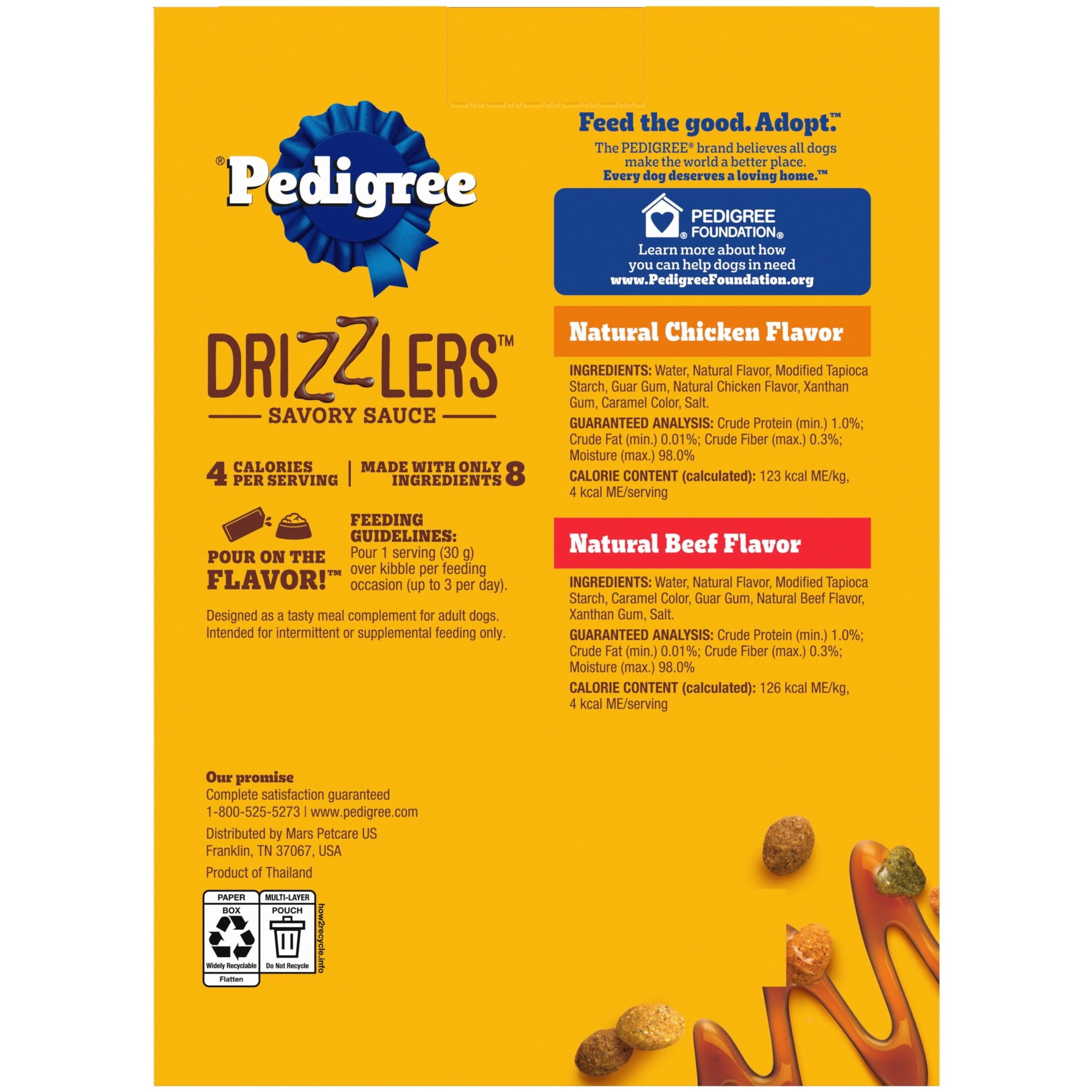 Pedigree Drizzlers Savory Sauce Multipack Wet Dog - 2.1 oz Twin Pouches, 8-Pack