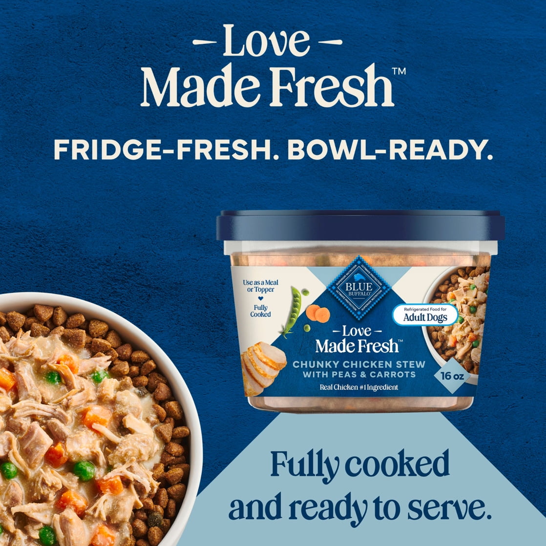 Blue Buffalo Love Made Fresh Dog Food - Refrigerated, Chunky Chicken Stew, 1-lb Tub